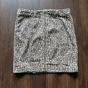 Free People Modern Femme Leopard Print Denim Mini Skirt Size 4